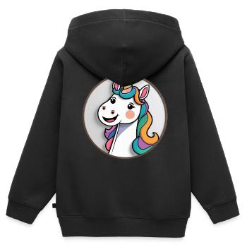 Sternenzauber – Einhornträume werden wahr - Kinder Premium Organic Zip Hoodie - Schwarz - Hinten - AI Model Kid Male (0cm)