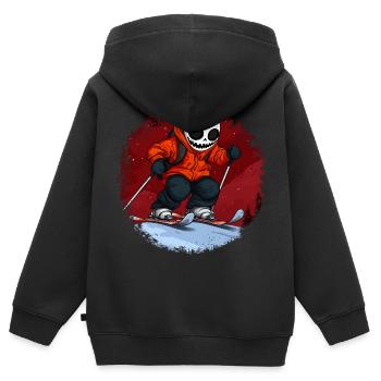 Crâne de skieurs - Sweat Premium à capuche zippé enfant bio - noir - Dos - AI Model Kid Male (0cm)