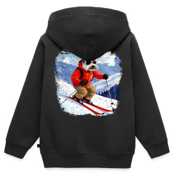 Chien de ski - Sweat Premium à capuche zippé enfant bio - noir - Dos - AI Model Kid Male (0cm)