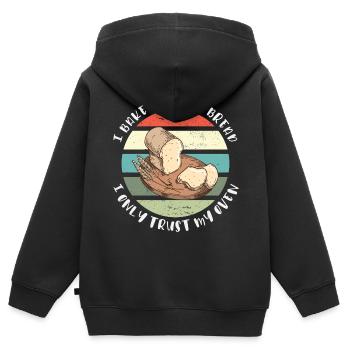 Ich backe mein Brot - Ich vertraue nur meinem Ofen - Kinder Premium Organic Zip Hoodie - Schwarz - Hinten - AI Model Kid Male (0cm)