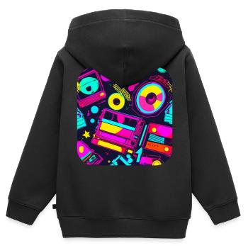 80s Party Vintage Theme Party - Kids Premium Organic Zip-up Hoodie - black - Back - AI Model Kid Male (0cm)