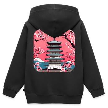 Asien Urlaub Tempel Relax - Kinder Premium Organic Zip Hoodie - Schwarz - Hinten - AI Model Kid Male (0cm)