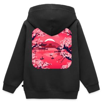 Asien Weltreise Tempel Relax - Kinder Premium Organic Zip Hoodie - Schwarz - Hinten - AI Model Kid Male (0cm)