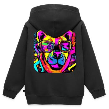 Neon Style Bear Neon Sign - Kids Premium Organic Zip-up Hoodie - black - Back - AI Model Kid Male (0cm)