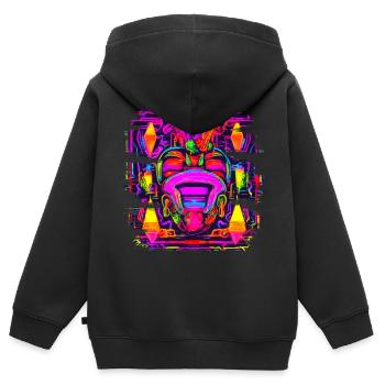 Neon Style UV House Party - Kinder Premium Organic Zip Hoodie - Schwarz - Hinten - AI Model Kid Male (0cm)
