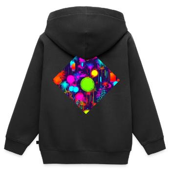 Neon Stil UV House Style - Kinder Premium Organic Zip Hoodie - Schwarz - Hinten - AI Model Kid Male (0cm)