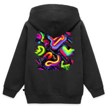 Neon Party Oldschool Color Glow UV - Kinder Premium Organic Zip Hoodie - Schwarz - Hinten - AI Model Kid Male (0cm)