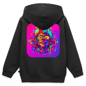 Neon Splash Kreativ Leuchtend UV Style - Kinder Premium Organic Zip Hoodie - Schwarz - Hinten - AI Model Kid Male (0cm)