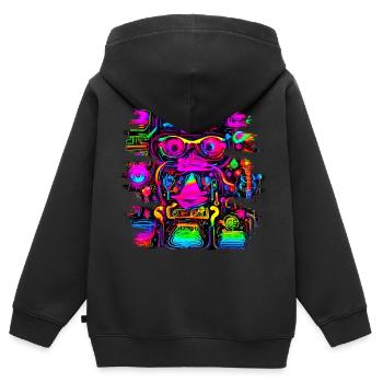 Neon Party UV Elektro House Style - Kinder Premium Organic Zip Hoodie - Schwarz - Hinten - AI Model Kid Male (0cm)