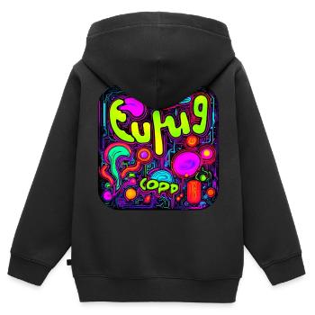 Neon Farben Leuchtend Stil UV - Kinder Premium Organic Zip Hoodie - Schwarz - Hinten - AI Model Kid Male (0cm)