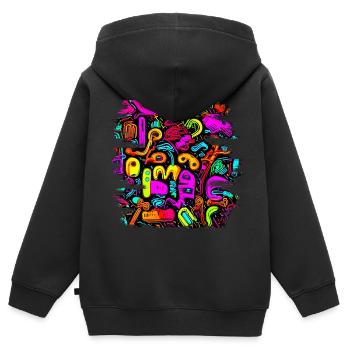 Neon Stil UV House Style - Kinder Premium Organic Zip Hoodie - Schwarz - Hinten - AI Model Kid Male (0cm)