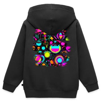 Neon Farben Leuchtend Stil UV - Kinder Premium Organic Zip Hoodie - Schwarz - Hinten - AI Model Kid Male (0cm)