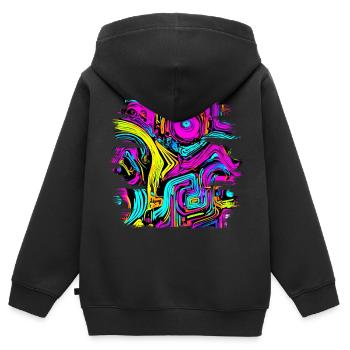 Neon Party UV Elektro House Style - Kinder Premium Organic Zip Hoodie - Schwarz - Hinten - AI Model Kid Male (0cm)
