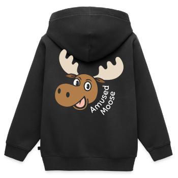 Orignal amusé - Sweat Premium à capuche zippé enfant bio - noir - Dos - AI Model Kid Male (0cm)
