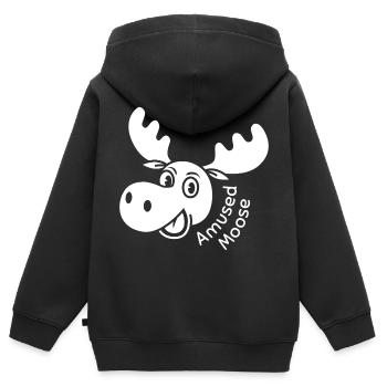 Orignal amusé - Sweat Premium à capuche zippé enfant bio - noir - Dos - AI Model Kid Male (0cm)