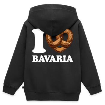I Love Bavaria Brezel - Herz - Spruch - Kinder Premium Organic Zip Hoodie - Schwarz - Hinten - AI Model Kid Male (0cm)