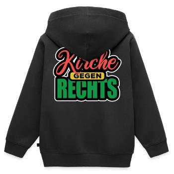 Kirche Gegen Rechts - Gegen Rechts, gegen Hetze - Kinder Premium Organic Zip Hoodie - Schwarz - Hinten - AI Model Kid Male (0cm)