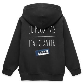 Je peux pas j'ai clavier - Sweat Premium à capuche zippé enfant bio - noir - Dos - AI Model Kid Male (0cm)
