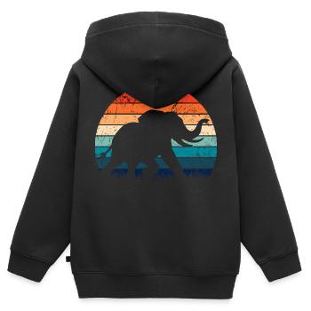Elefant - Großwild, Stoßzahn, Elfenbein - Kinder Premium Organic Zip Hoodie - Schwarz - Hinten - AI Model Kid Male (0cm)