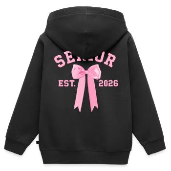 Senior 2026 avec ruban rose - Sweat Premium à capuche zippé enfant bio - noir - Dos - AI Model Kid Male (0cm)