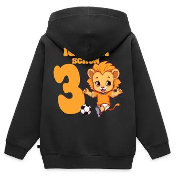 Löwe Fußball 3. Geburtstag Jungen 3 Jahre Horoskop - Kinder Premium Organic Zip Hoodie - Schwarz - Hinten - AI Model Kid Male (0cm)