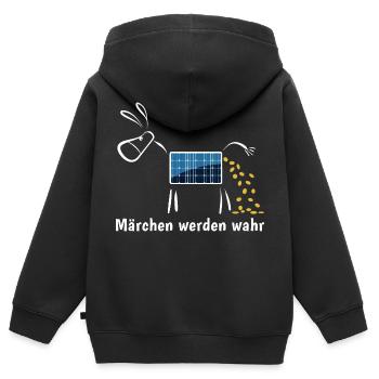 Märchen werden wahr - Goldesel - Photovoltaik - Kinder Premium Organic Zip Hoodie - Schwarz - Hinten - AI Model Kid Male (0cm)
