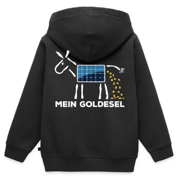 Märchen werden wahr - Mein Goldesel - Photovoltaik - Kinder Premium Organic Zip Hoodie - Schwarz - Hinten - AI Model Kid Male (0cm)