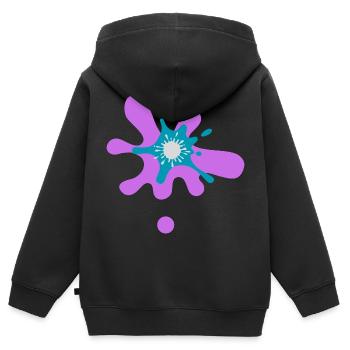 Abstrakter Farbspritzer Druck - Kinder Premium Organic Zip Hoodie - Schwarz - Hinten - AI Model Kid Male (0cm)