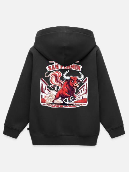 Fiesta San Fermín Bull Run - Sweat Premium à capuche zippé enfant bio - noir
