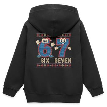 6 7 Sechs Sieben Meme – Weihnachten - Kinder Premium Organic Zip Hoodie - Schwarz - Hinten - AI Model Kid Male (0cm)
