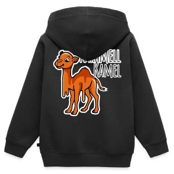 Kamel aus Karamell - lecker und lustiger Witz - Kinder Premium Organic Zip Hoodie - Schwarz - Hinten - AI Model Kid Male (0cm)
