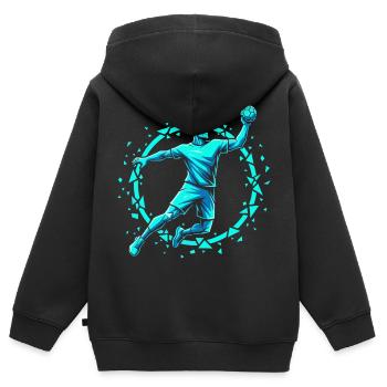 Handball Leidenschaft Hitze Training Geschenk - Kinder Premium Organic Zip Hoodie - Schwarz - Hinten - AI Model Kid Male (0cm)