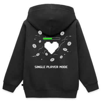 Cœur de joueur en mode solo - Sweat Premium à capuche zippé enfant bio - noir - Dos - AI Model Kid Male (0cm)