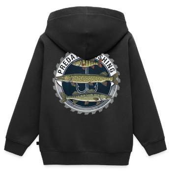 Predator Fishing Raubfisch Angeln - Kinder Premium Organic Zip Hoodie - Schwarz - Hinten - AI Model Kid Male (0cm)