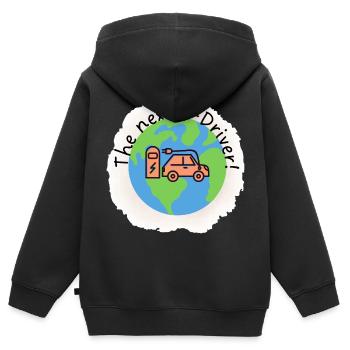 Next_E Conducteur - Sweat Premium à capuche zippé enfant bio - noir - Dos - AI Model Kid Male (0cm)