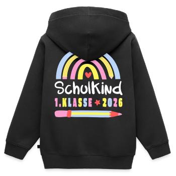 Einschulung - Schulkind 2026 - 1. Klasse - Kinder Premium Organic Zip Hoodie - Schwarz - Hinten - AI Model Kid Male (0cm)