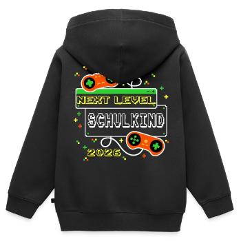 Next Level: Schulkind 2026 Gaming Einschulung - Kinder Premium Organic Zip Hoodie - Schwarz - Hinten - AI Model Kid Male (0cm)