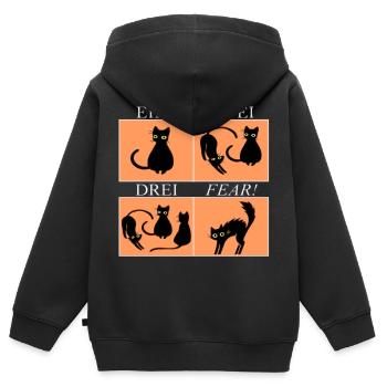 Vier Katzen Panels mit Spruch Fear - Kinder Premium Organic Zip Hoodie - Schwarz - Hinten - AI Model Kid Male (0cm)