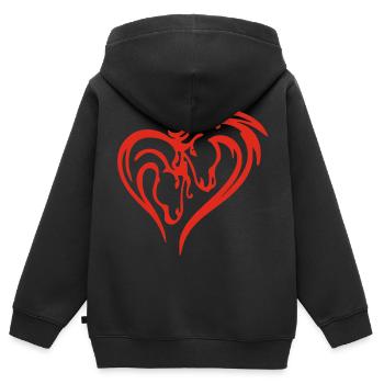 Pferdeherz (Rot) - Kinder Premium Organic Zip Hoodie - Schwarz - Hinten - AI Model Kid Male (0cm)