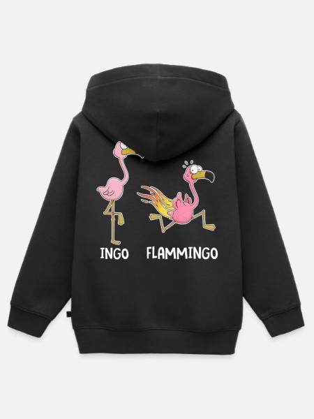 Ingo & Flammingo – Lustige Flamingos - Kinder Premium Organic Zip Hoodie - Schwarz