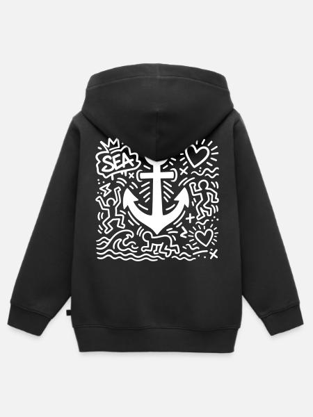 Anker - Kinder Premium Organic Zip Hoodie - Schwarz