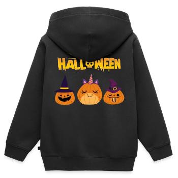Happy Halloween Costume cadeau citrouille drôle - Sweat Premium à capuche zippé enfant bio - noir - Dos - AI Model Kid Male (0cm)