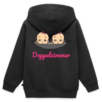 Doppelzimmer Baby Zwillinge Schwangerschaft - Kinder Premium Organic Zip Hoodie - Schwarz - Hinten - AI Model Kid Male (0cm)
