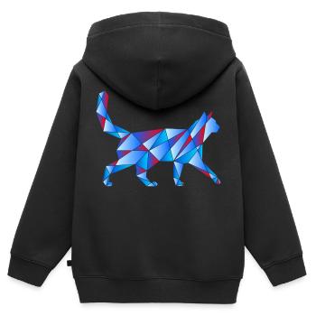 Chat bleu - Sweat Premium à capuche zippé enfant bio - noir - Dos - AI Model Kid Male (0cm)