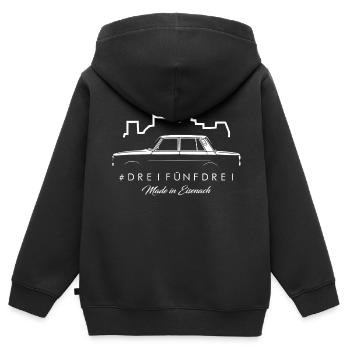 Wartburg #DREIFÜNFDREI - IFA mobile DDR - Kinder Premium Organic Zip Hoodie - Schwarz - Hinten - AI Model Kid Male (0cm)