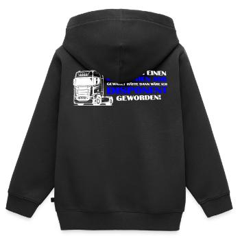 Trucker Brummi Fahrer Disponent Spruch Zugmaschine - Kinder Premium Organic Zip Hoodie - Schwarz - Hinten - AI Model Kid Male (0cm)
