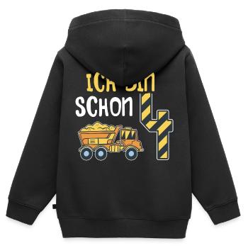 4. Geburtstag Junge 4 Jahre alt Baustelle Kipper - Kinder Premium Organic Zip Hoodie - Schwarz - Hinten - AI Model Kid Male (0cm)
