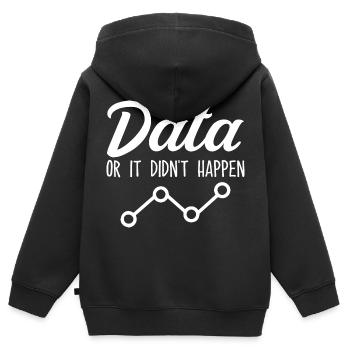 Data or it didn't happen Data Analyst Data Tees - Kids Premium Organic Zip-up Hoodie - black - Back - AI Model Kid Male (0cm)