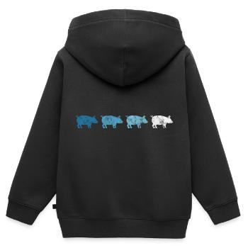 Schweine Bauer Retro Schweinchen Schweine Sau Eber - Kinder Premium Organic Zip Hoodie - Schwarz - Hinten - AI Model Kid Male (0cm)