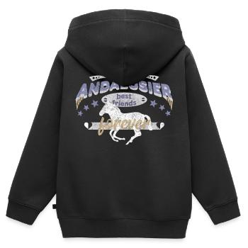 Andalusier Pferd Pferderasse beste Freunde - Kinder Premium Organic Zip Hoodie - Schwarz - Hinten - AI Model Kid Male (0cm)